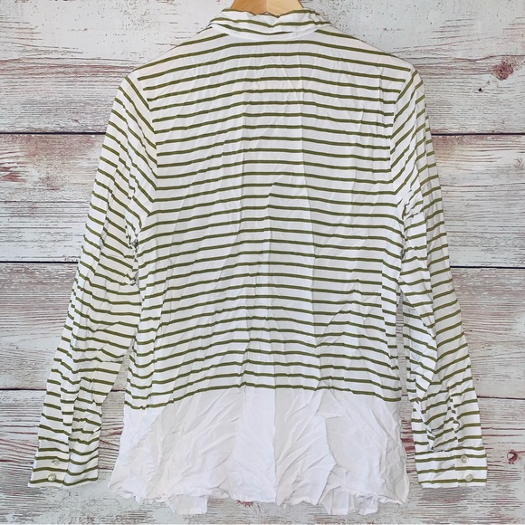 J. Jill Striped 100% Rayon Button Down Long Sleeves Shirt Top Blouse Large - Picture 3 of 4